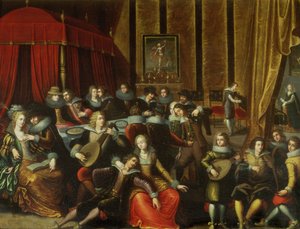 Escena galante en un castillo